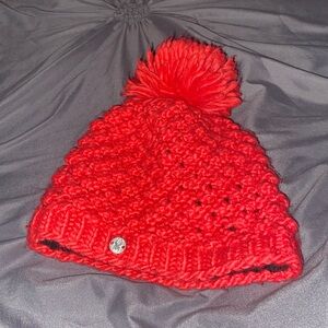 Spyder hat with puff ball